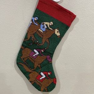 Green Raceday Christmas Stocking. NWOT